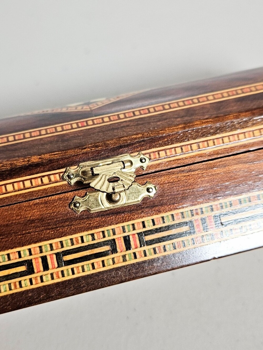 Vintage Handmade Marquetry Micro Wood Inlay Frankincense Trinket Decor Box - Picture 4 of 8